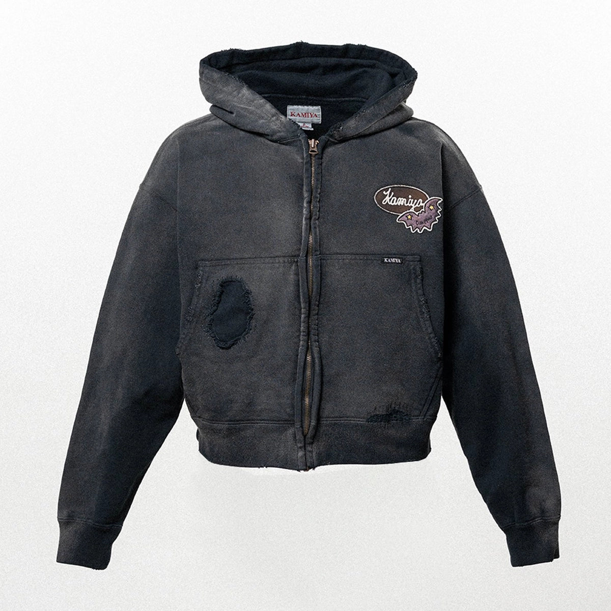 KAMIYA（カミヤ） / Repaired Name Patch Zip Short Hoodie | 公式通販