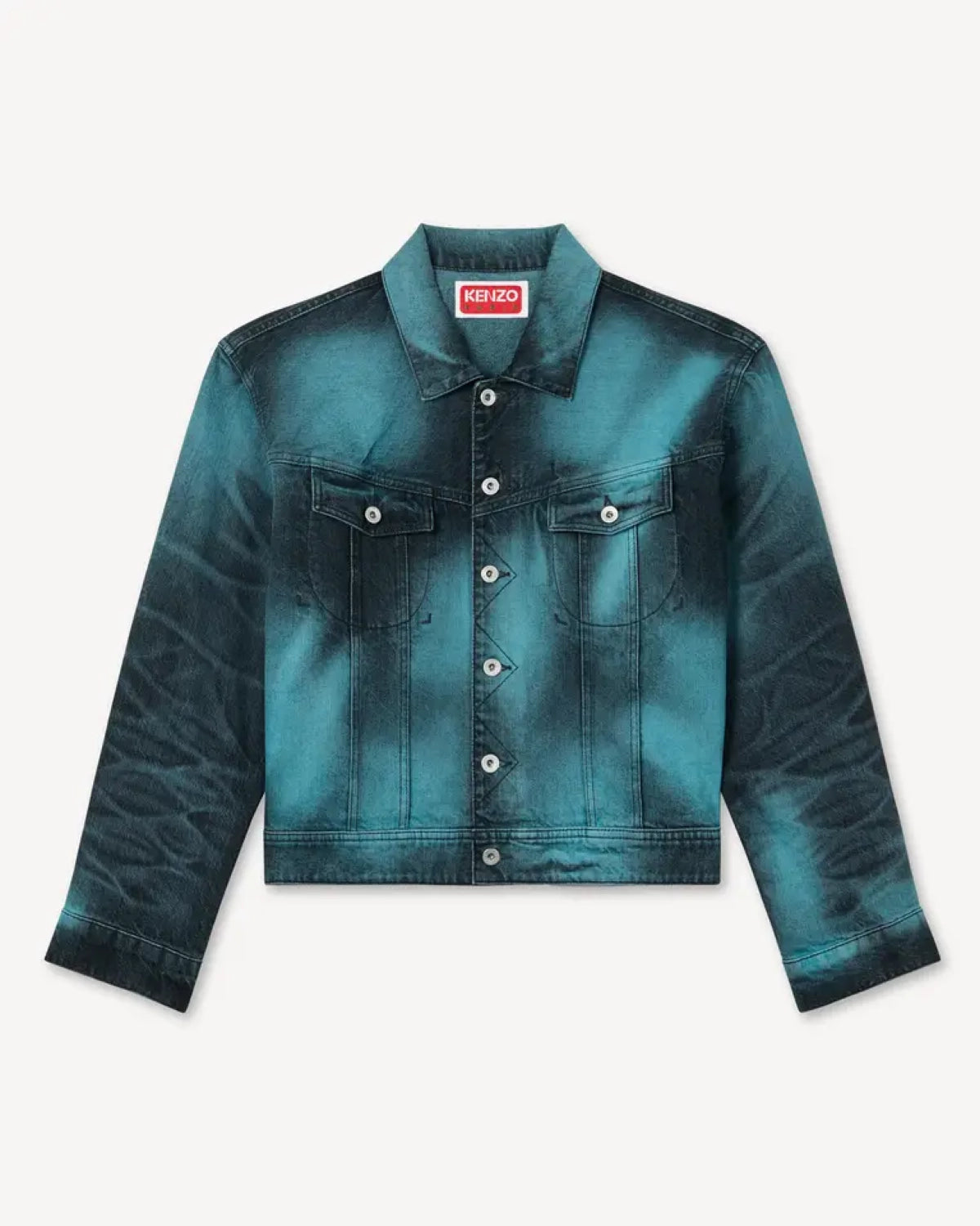 KENZO の'KENZO Boke Heart' オーバーサイズ トラッカー ジャケット イン ジャパニーズ デニム (FG55DV3146K7)