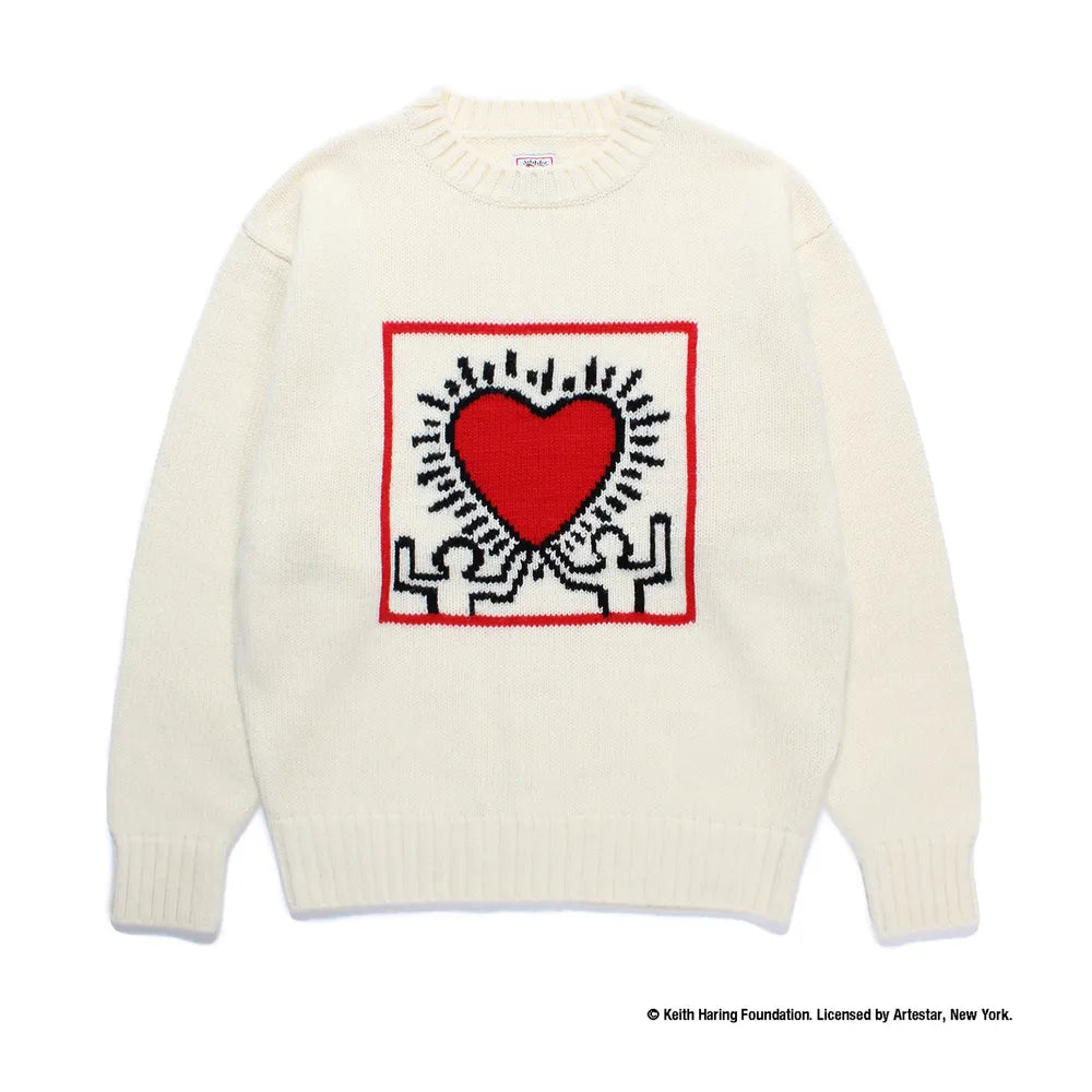 WACKO MARIA / × KEITH HARING CREW NECK SWEATER -TYPE1- (KH-WM-KN01)