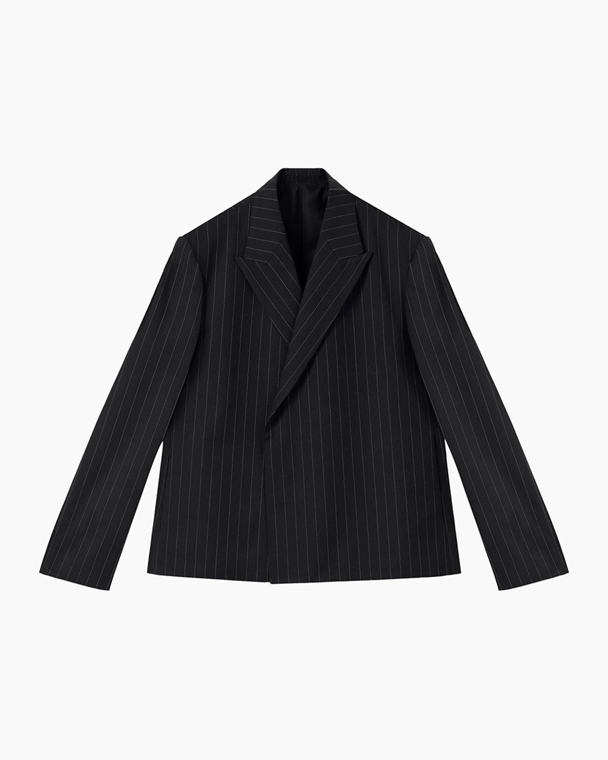 LAD MUSICIAN の WOOL GABARDINE PINSTRIPE DOUBLE BREASTED JACKET (2225-323)
