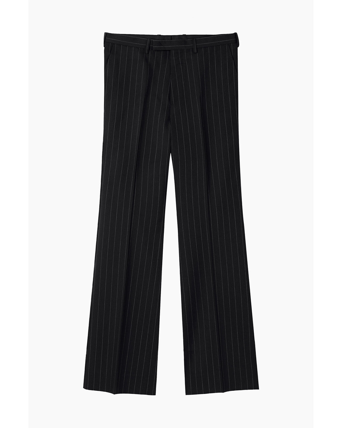 LAD MUSICIAN の WOOL GABARDINE PINSTRIPE SLIM FLARE SLACKS (2225-563)