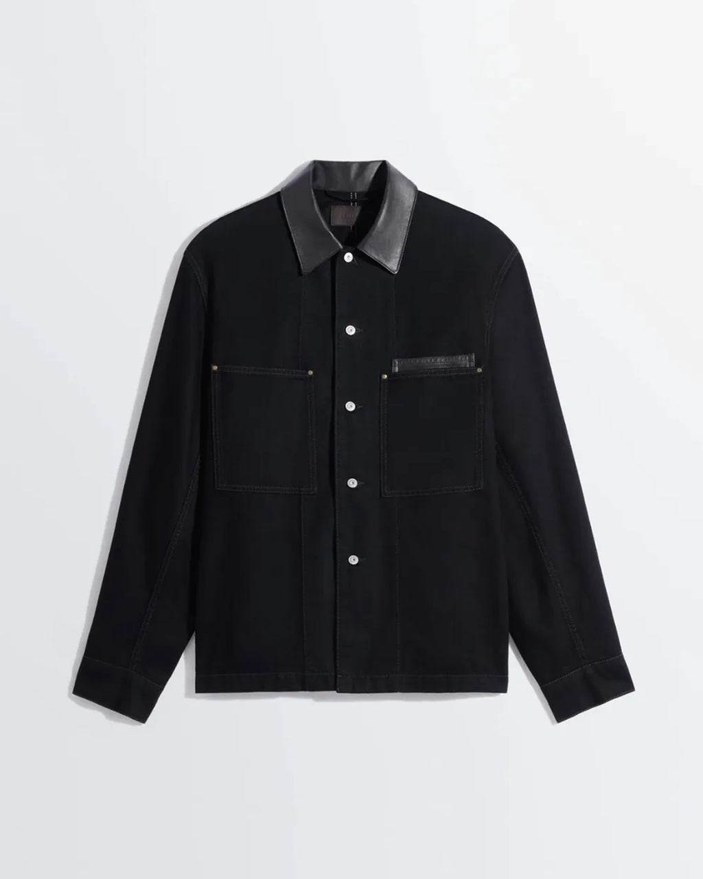 LEMAIRE(ルメール) / WORKWEAR OVERSHIRT WITH LEATHER COLLAR | 公式 LEMAIRE(ルメール) / WORKWEAR OVERSHIRT WITH LEATHER COLLAR | 公式