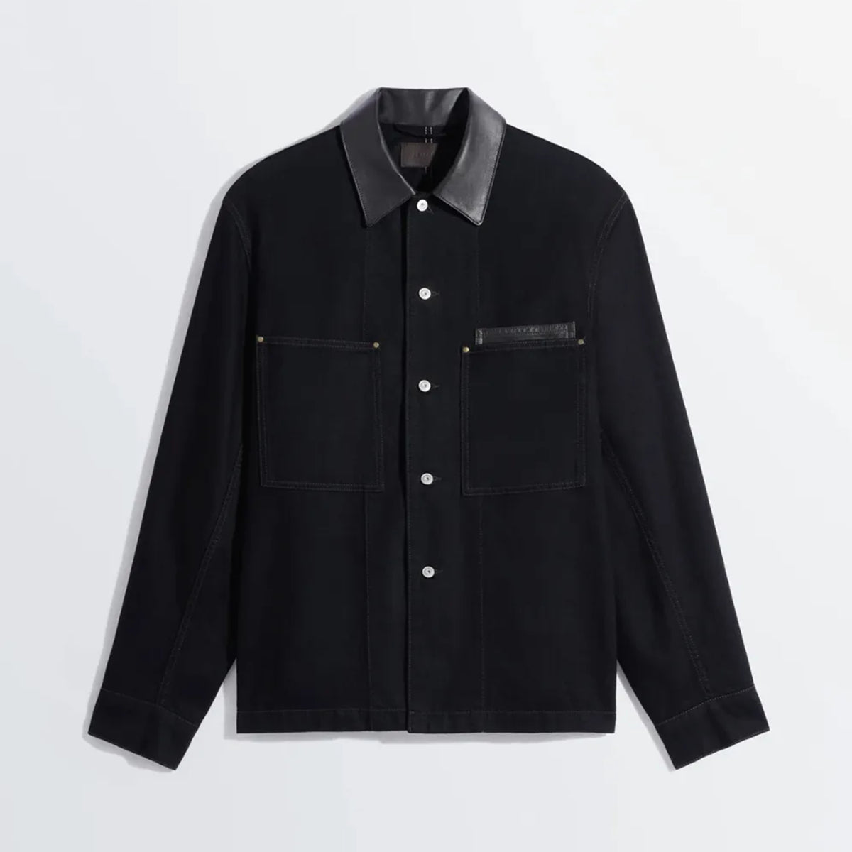 LEMAIRE(ルメール) / WORKWEAR OVERSHIRT WITH LEATHER COLLAR | 公式 LEMAIRE(ルメール) / WORKWEAR OVERSHIRT WITH LEATHER COLLAR | 公式