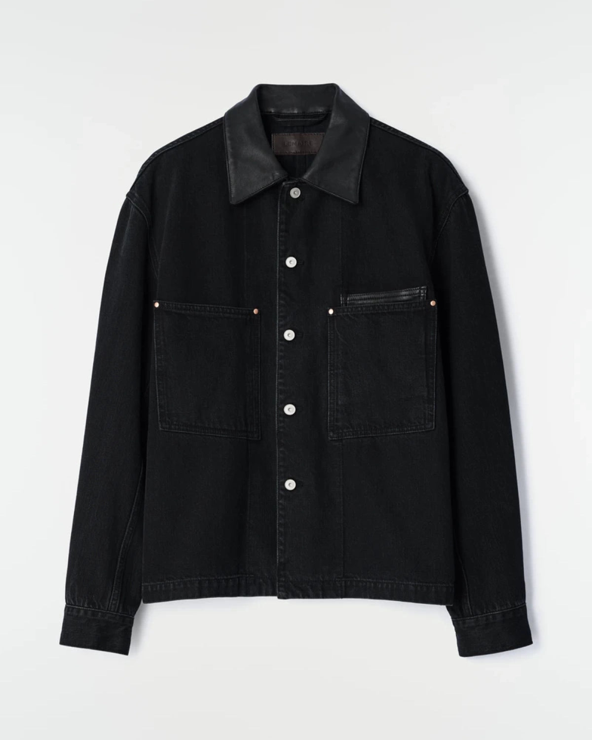 LEMAIRE の WORKWEAR OVERSHIRT WITH LEATHER COLLAR (SH1310 LD1075)