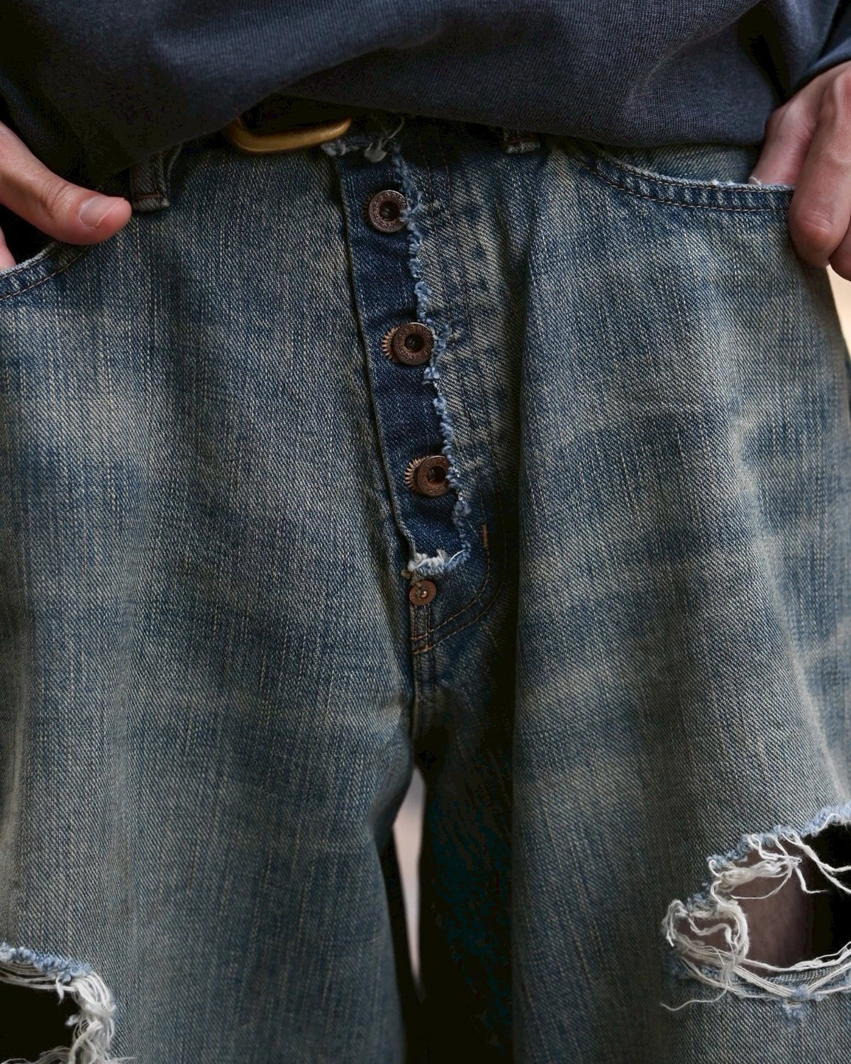 SUGARHILL / DAMAGED MODERN DENIM PANTS WIDE CUT (25880409)