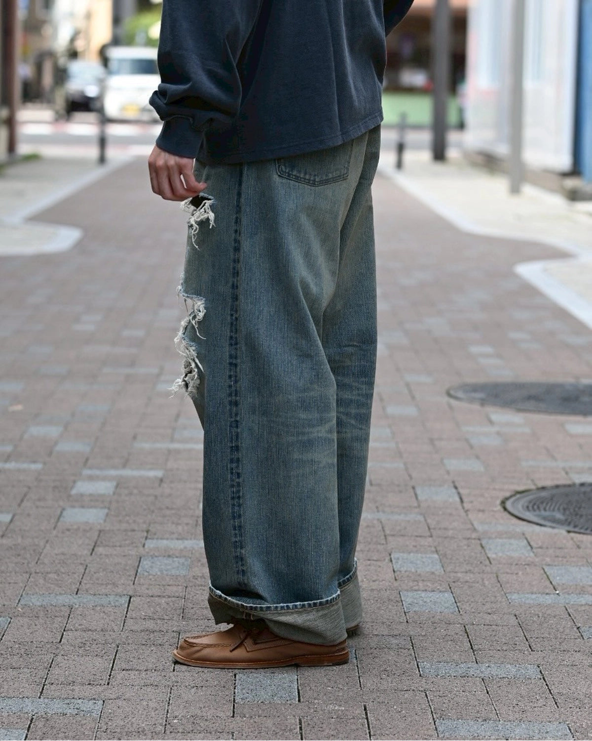 SUGARHILL / DAMAGED MODERN DENIM PANTS WIDE CUT (25880409)