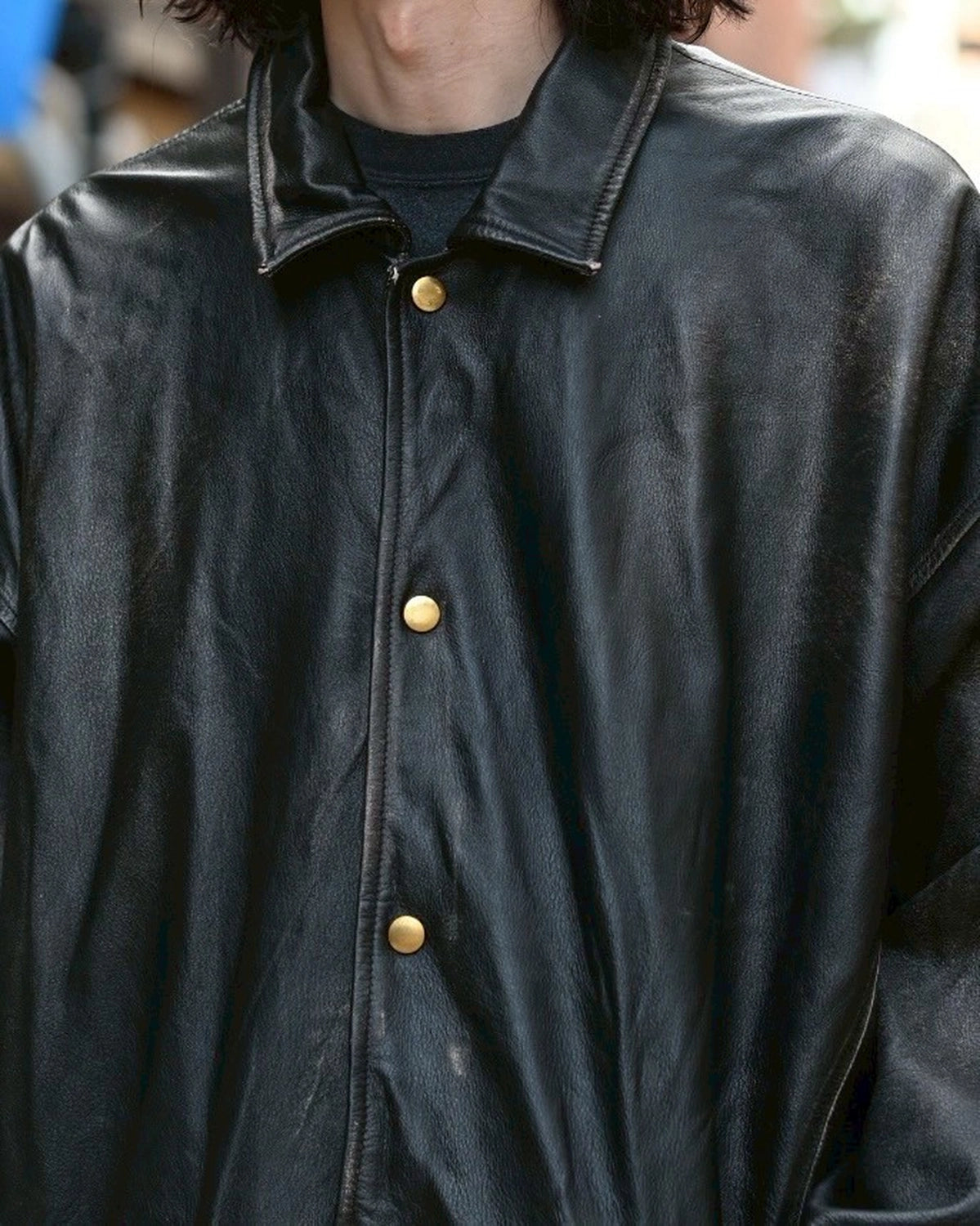 KAMIYA / Distressed Leather Coach Jacket (G15BL011)