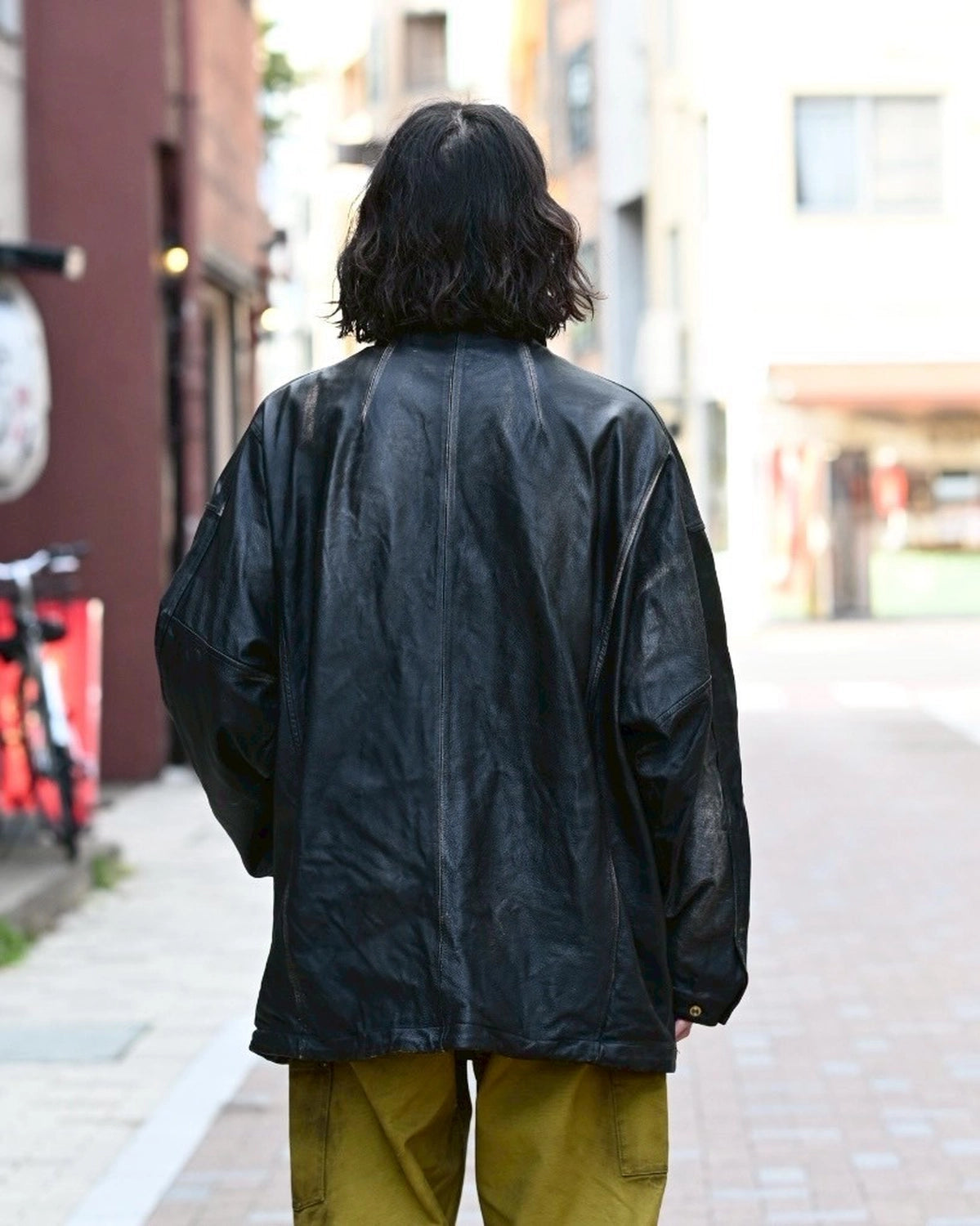 KAMIYA / Distressed Leather Coach Jacket (G15BL011)