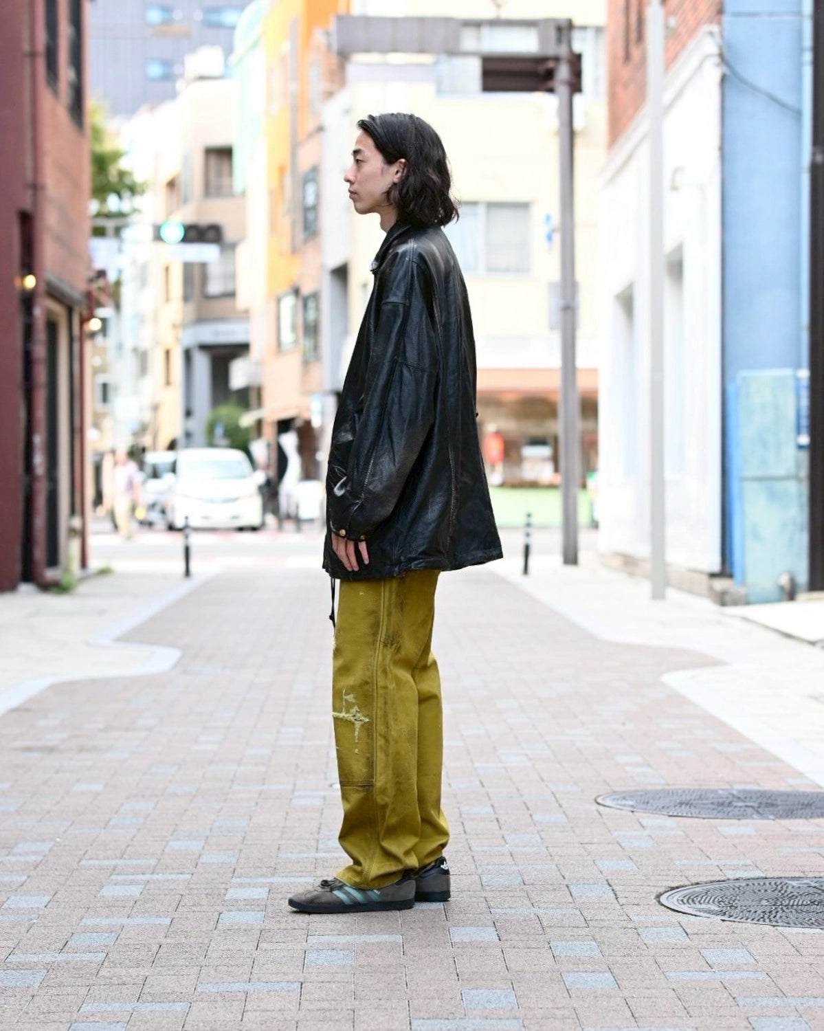 KAMIYA / Distressed Leather Coach Jacket (G15BL011)