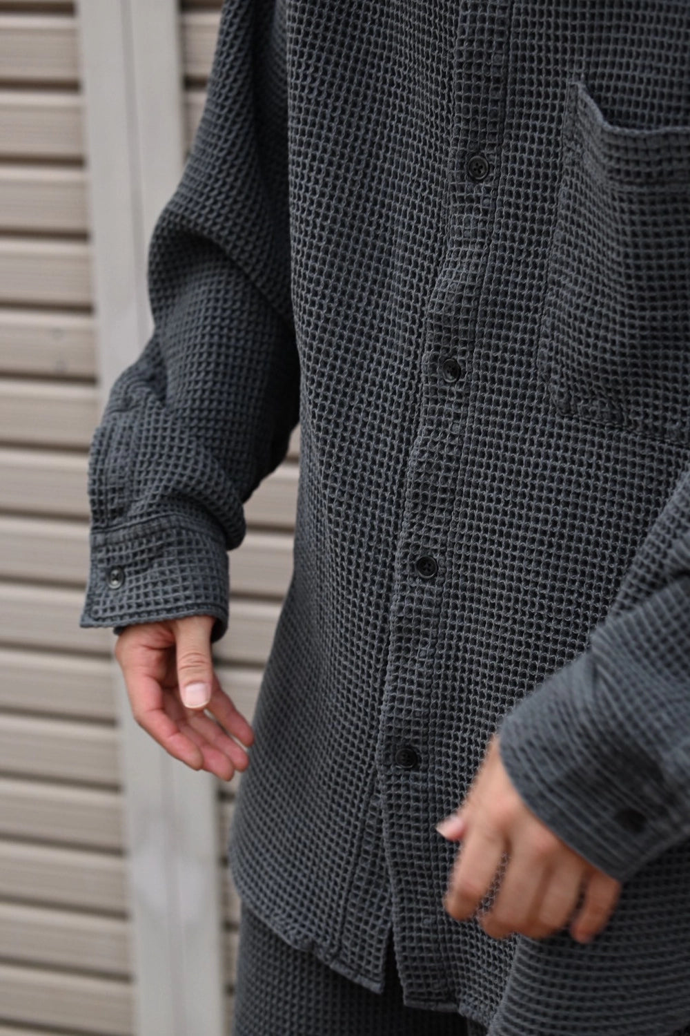 COOTIE PRODUCTIONS® / Pigment Dyed Waffle L/S Shirt (CTE-25A406)