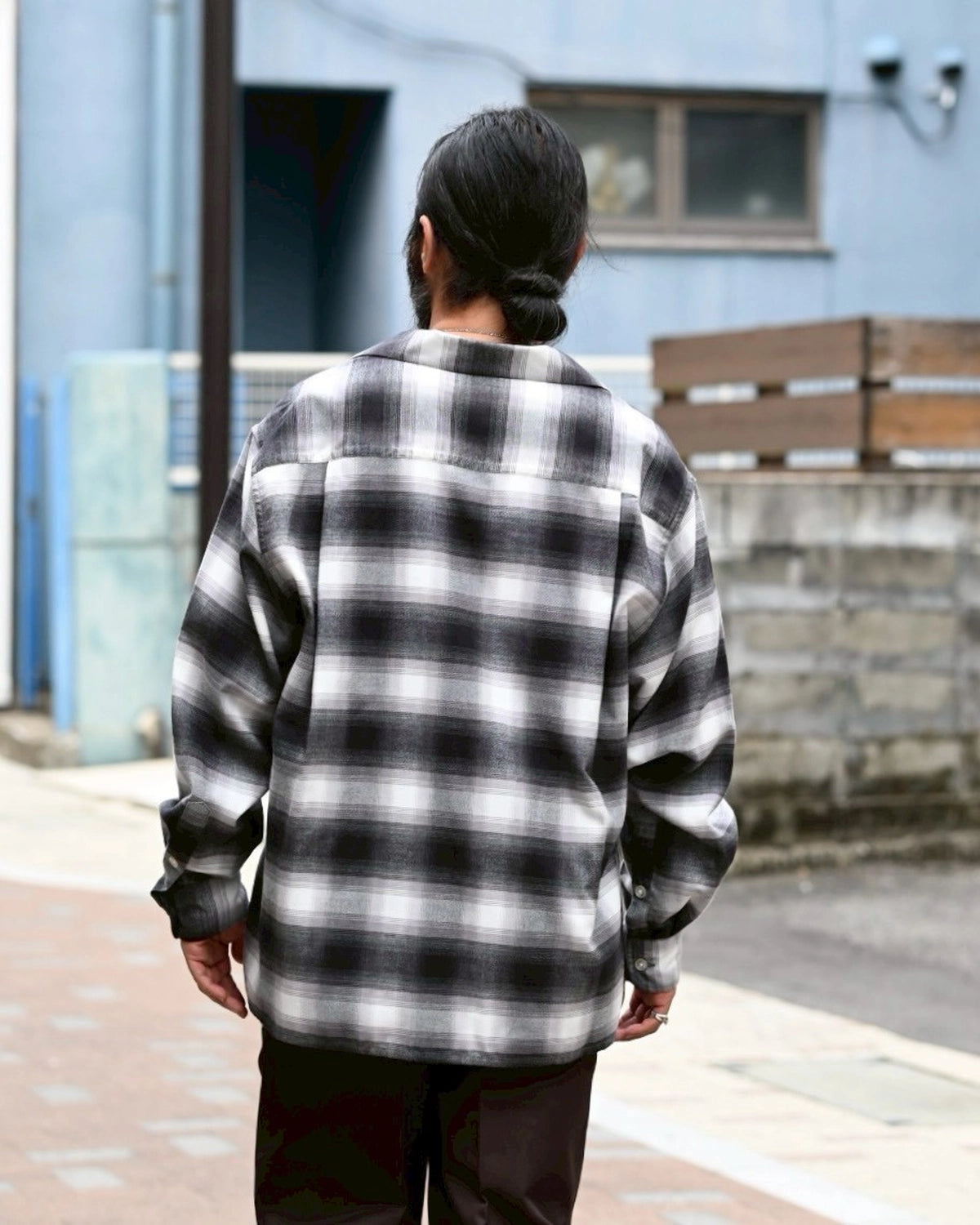 WACKO MARIA / OMBRE CHECK OPEN COLLAR SHIRT (25FW-WMS-OC06)