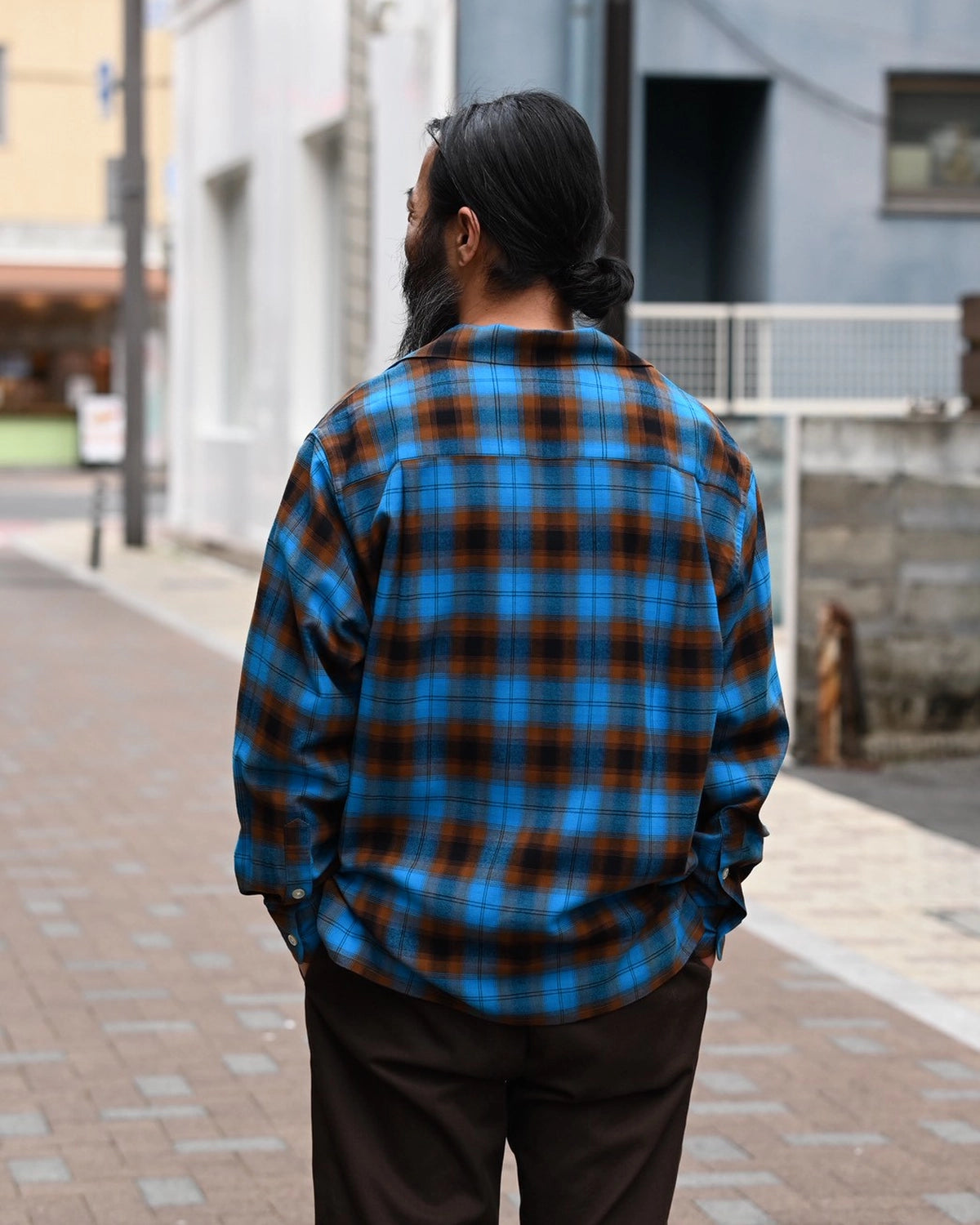 WACKO MARIA / OMBRE CHECK OPEN COLLAR SHIRT L/S -TYPE-1- (26SS-WMS-OC11)