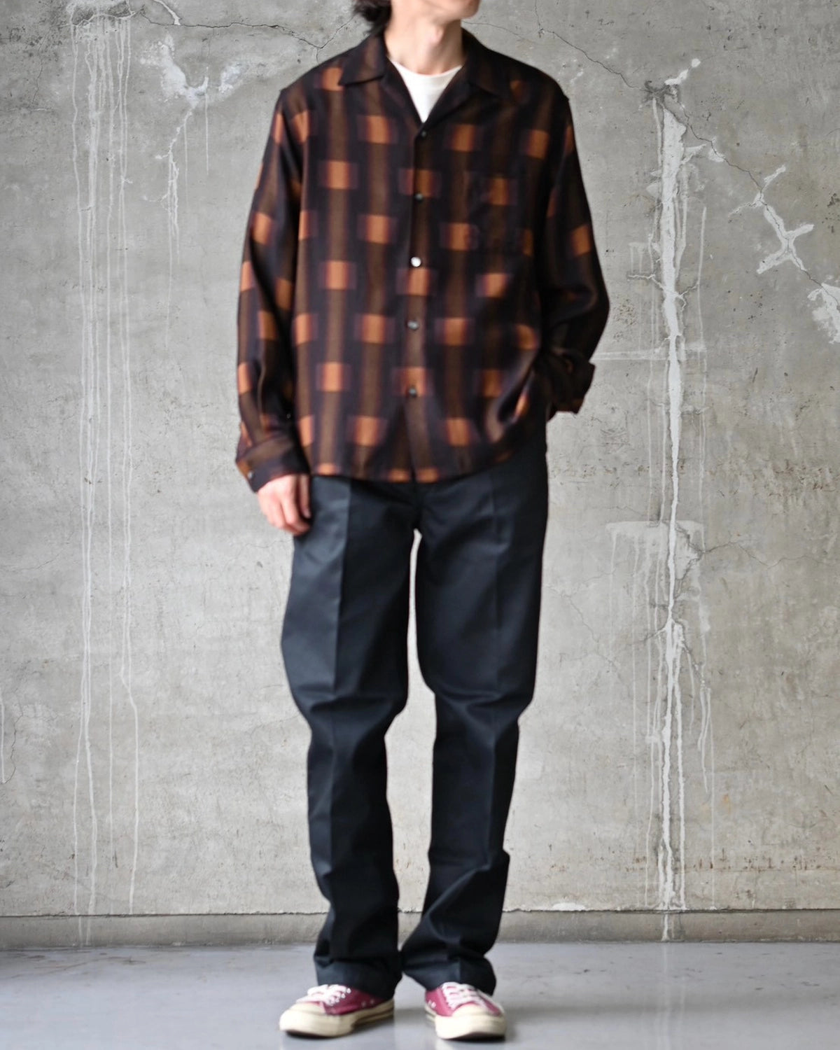 WACKO MARIA / OMBRE CHECK OPEN COLLAR SHIRT L/S TYPE-1 (26FW-WMS-OC01)