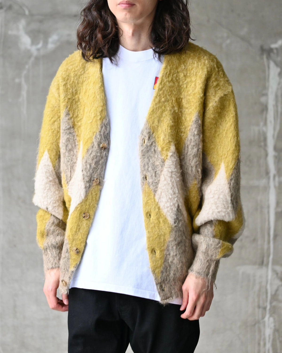 MINEDENIM  / Mohair Argyle Knit Cardigan (MDFBF10602)