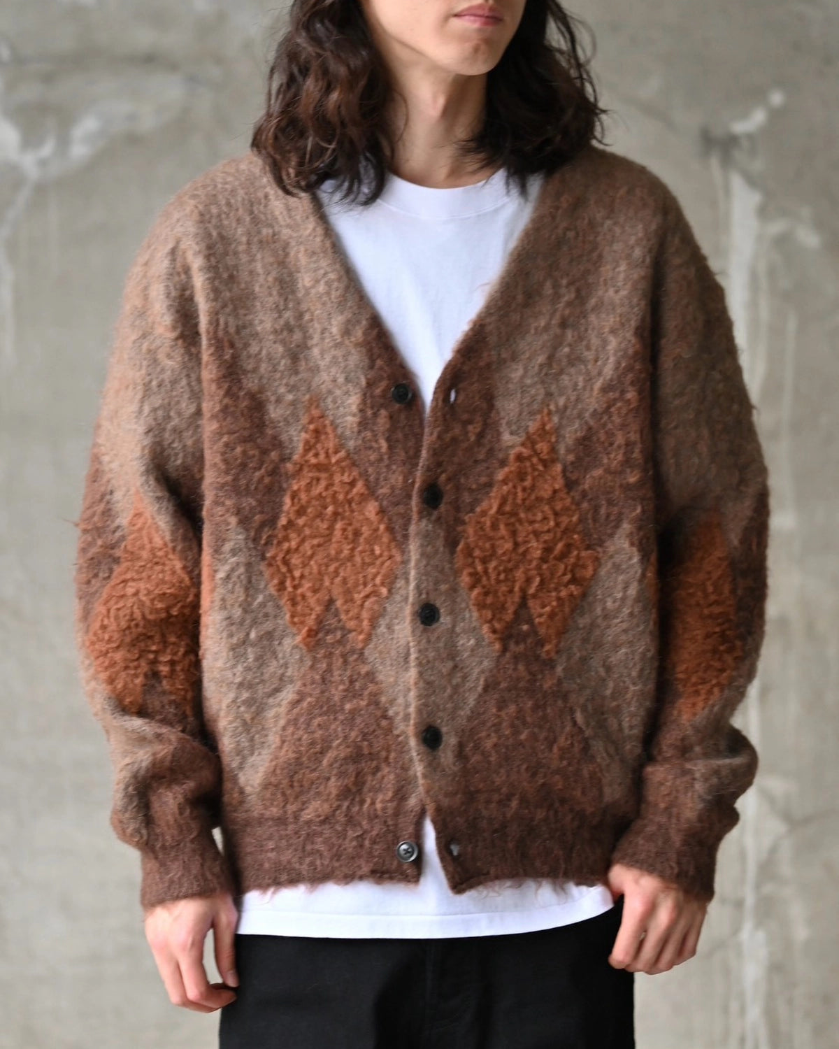 MINEDENIM  / Mohair Argyle Knit Cardigan (MDFBF10602)