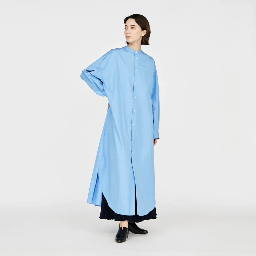 Graphpaper / High Count Broad Oversized Band Collar Shirt Dress (GL243-60284B)