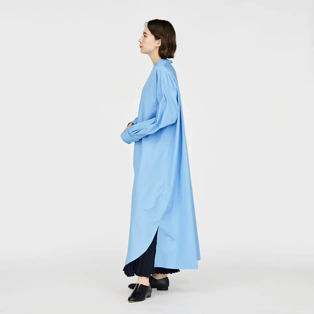 Graphpaper / High Count Broad Oversized Band Collar Shirt Dress (GL243-60284B)