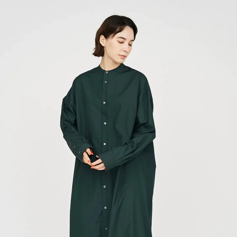 Graphpaper / High Count Broad Oversized Band Collar Shirt Dress (GL243-60284B)