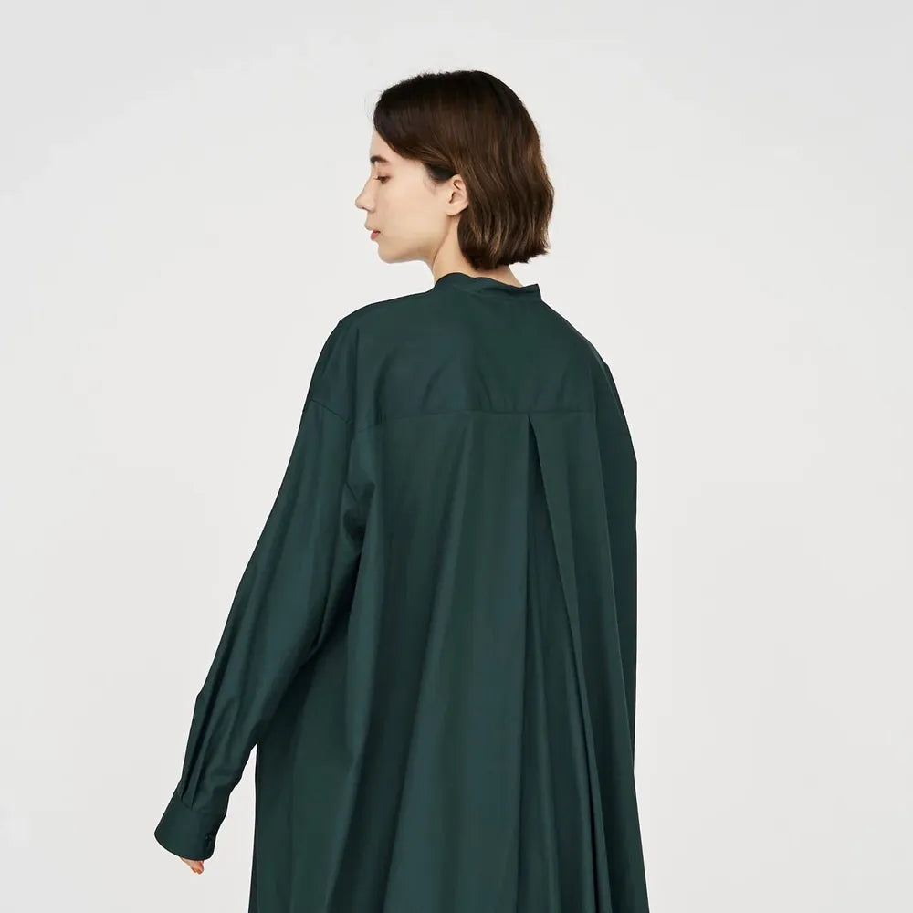 Graphpaper / High Count Broad Oversized Band Collar Shirt Dress (GL243-60284B)