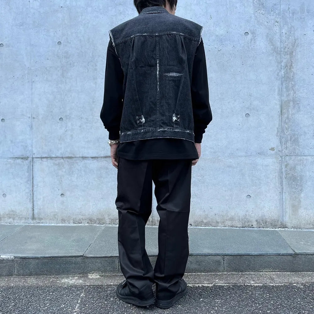 SEQUEL / BLACK DENIM VEST JACKET (SQ-24SS-JK-04)