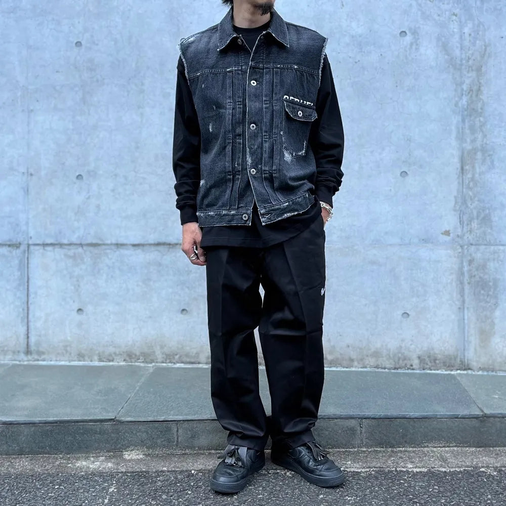 SEQUEL / BLACK DENIM VEST JACKET (SQ-24SS-JK-04)