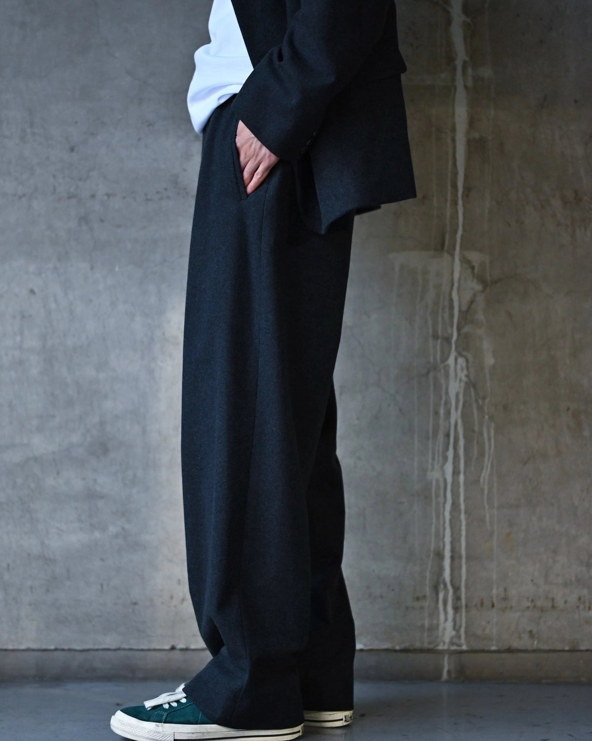 A.PRESSE / Wool Flannel Wide Trousers (26AAP-04-03)