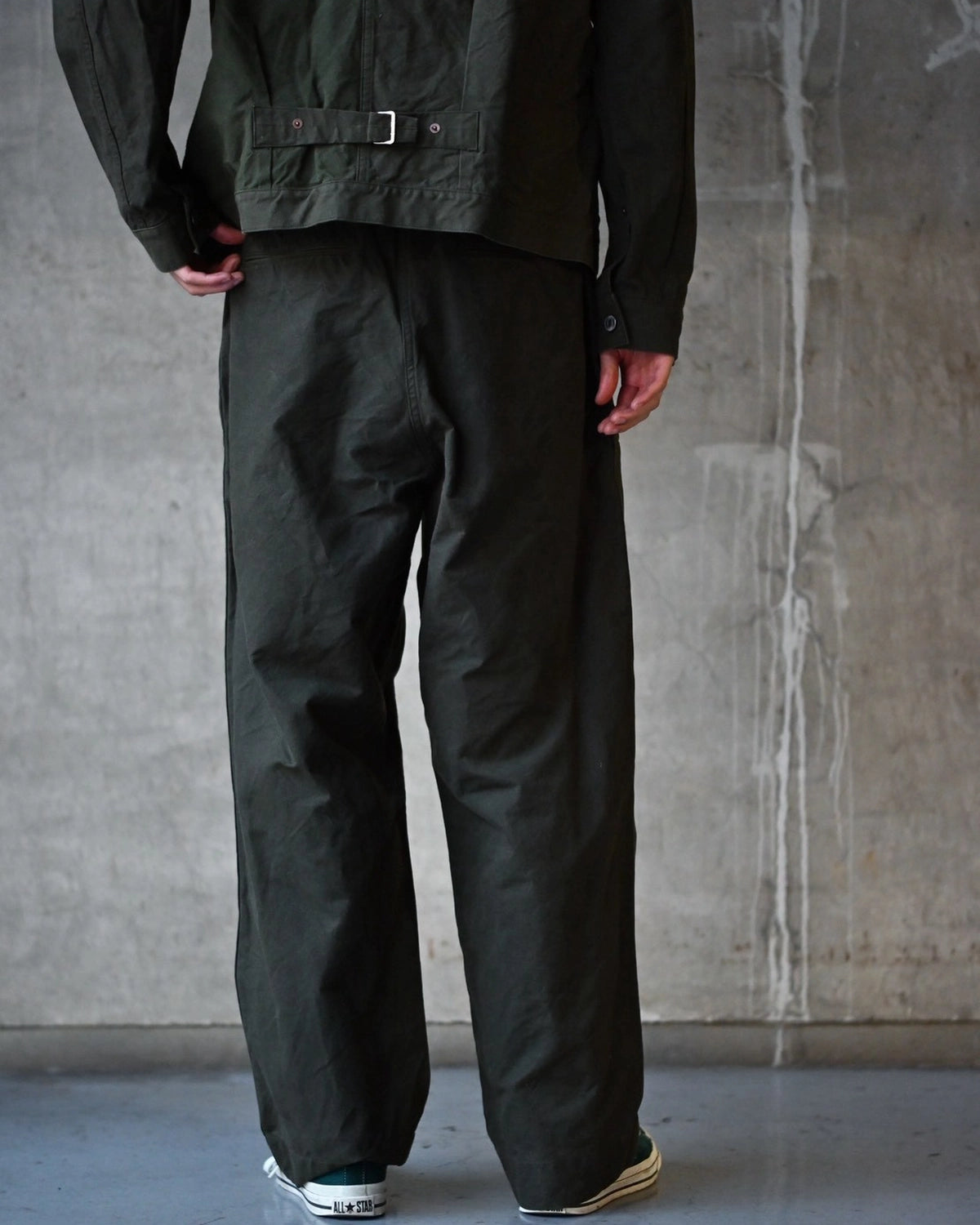 A.PRESSE / Vintage Cotton Silk Oiled Tent Cloth Trousers (26AAP-04-12)