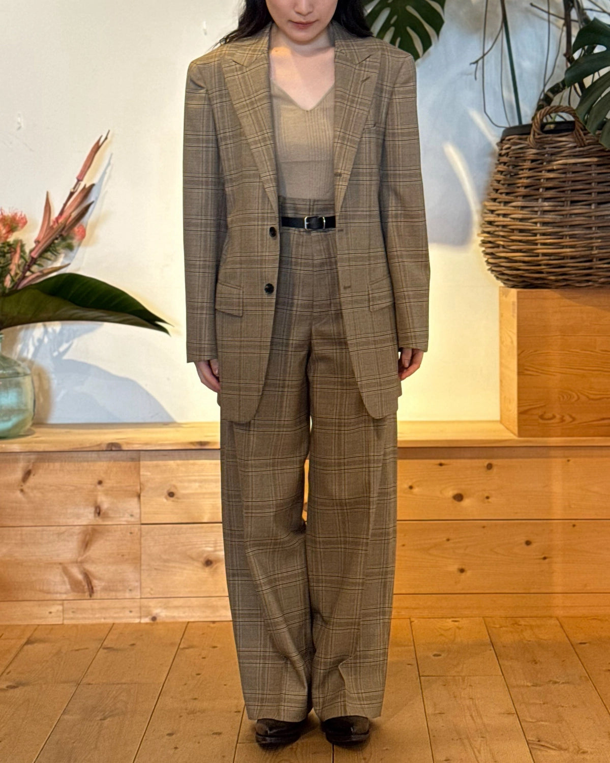 BOWTE / SUPER 130'S GLEN CHECK PEAKED LAPEL TAILORD JACKET (262-06-0001)