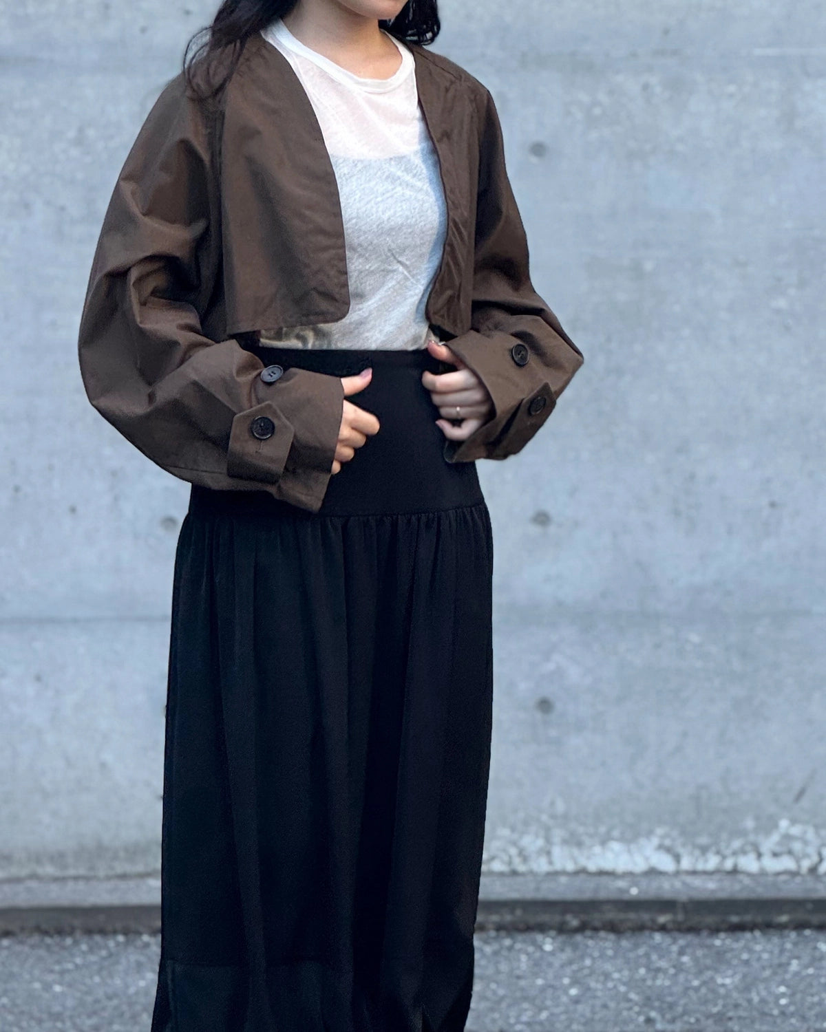 08sircus / Suede satin balloon skirt (S26AW-SK06)