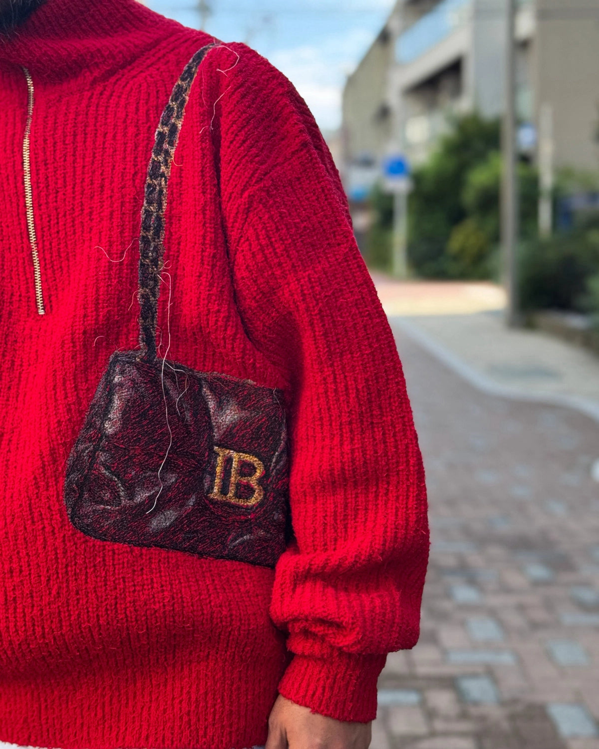 doublet / TROMPE L’OEIL EMBROIDERY HALF ZIP KNIT (26AW56KN229)