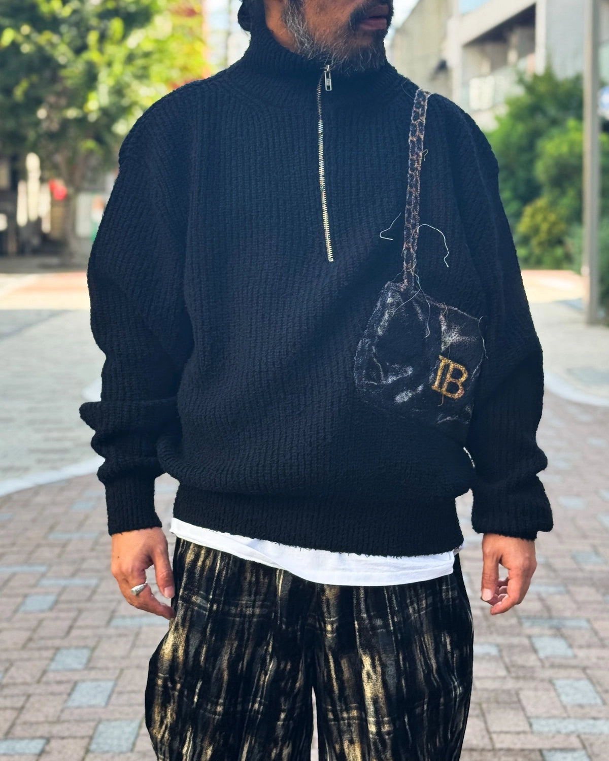doublet / TROMPE L’OEIL EMBROIDERY HALF ZIP KNIT (26AW56KN229)
