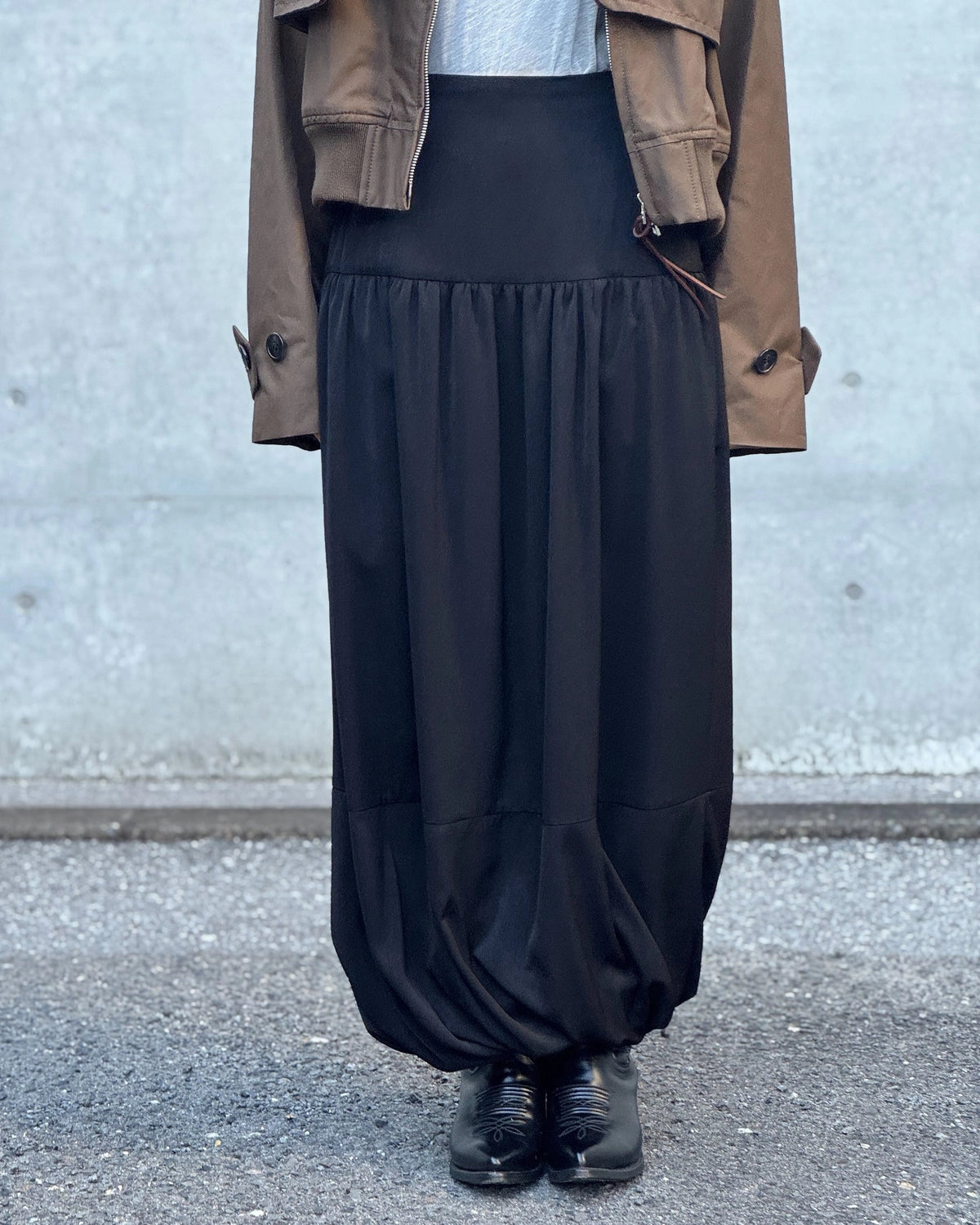 08sircus / Suede satin balloon skirt (S26AW-SK06)