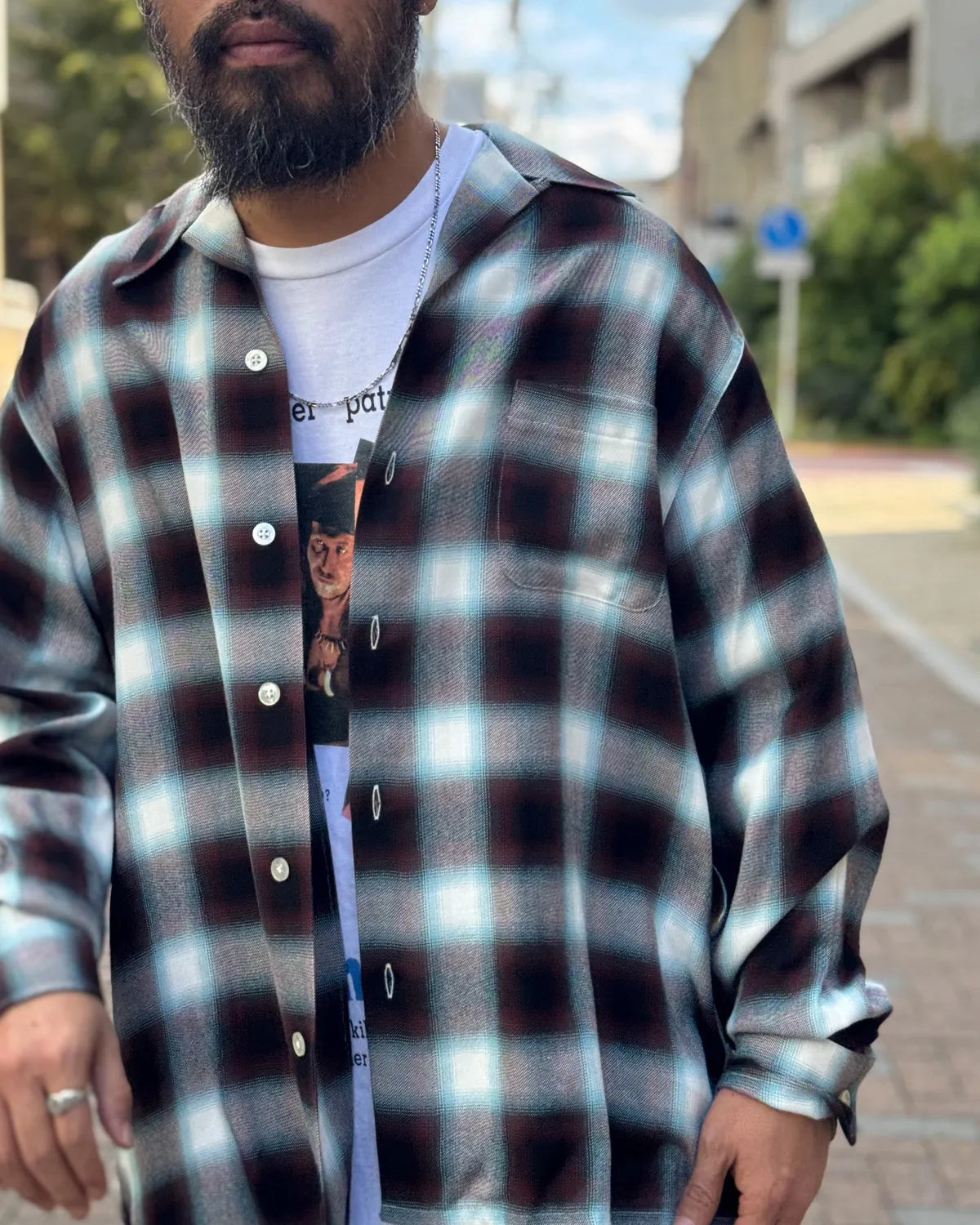 WACKO MARIA / OMBRE CHECK OPEN COLLAR SHIRT L/S -type3- (26FW-WMS-OC06)