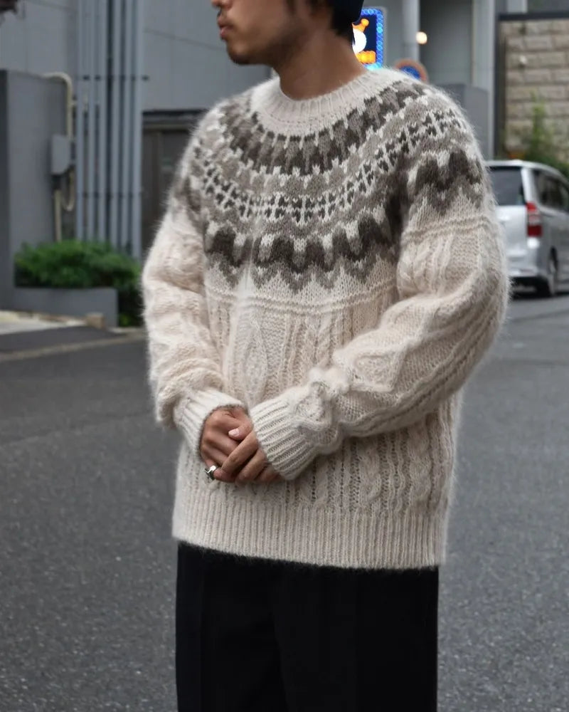 BATONER / Men MOHAIR NORDIC CREW NECK (BN-24FM-063)