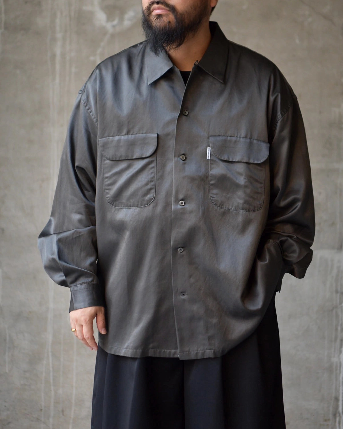 COOTIE PRODUCTIONS / Pigment Bleach V/C Satin L/S Board Shirt (CTE-26A407)