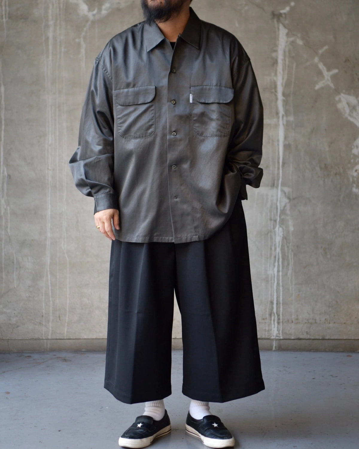 COOTIE PRODUCTIONS / Pigment Bleach V/C Satin L/S Board Shirt (CTE-26A407)