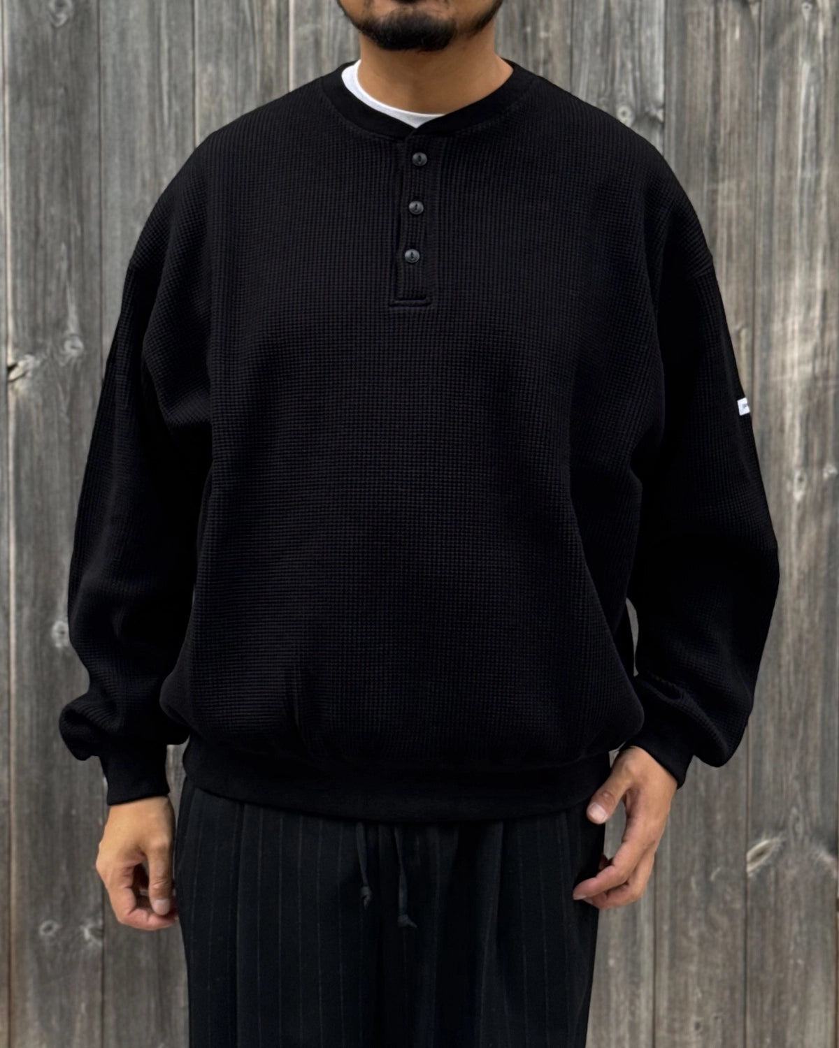 COOTIE PRODUCTIONS / N/C Waffle Henley-Neck Pullover (CTE-26A318)