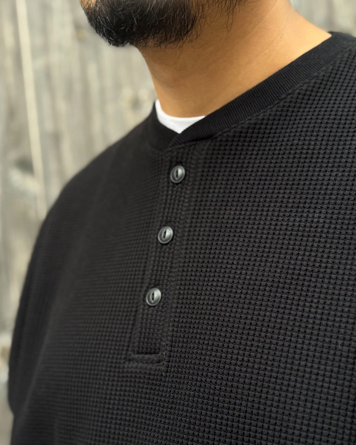 COOTIE PRODUCTIONS / N/C Waffle Henley-Neck Pullover (CTE-26A318)