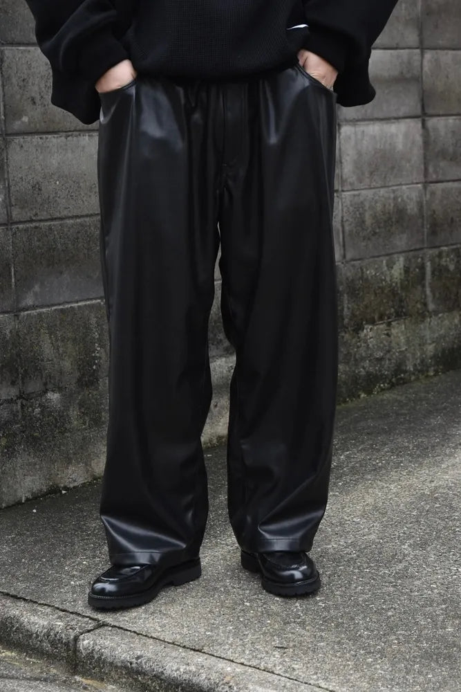 COOTIE PRODUCTIONS® / Faux Leather 5 Pocket Wide Easy Pants (CTE-24A116)