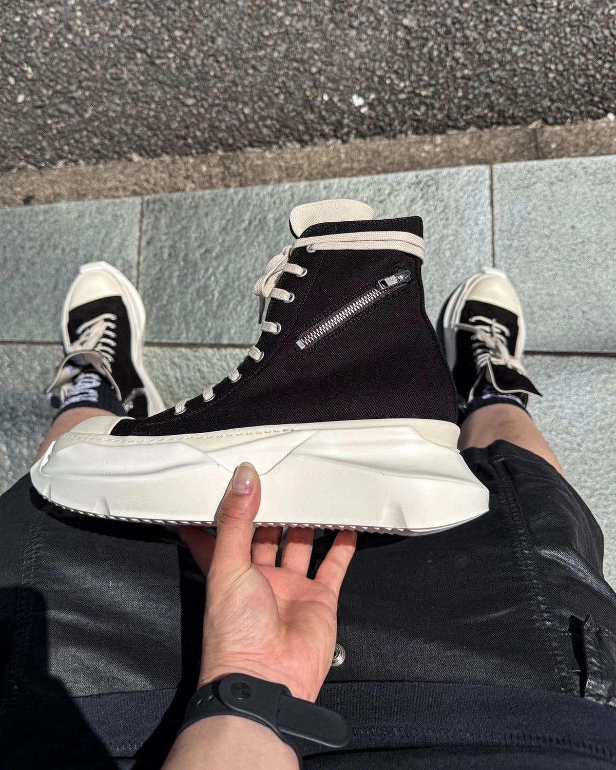 Rick Owens DRKSHDW / DENIM SHOES -CARGO ABSTRACT SNEAKS (DU02F6841)