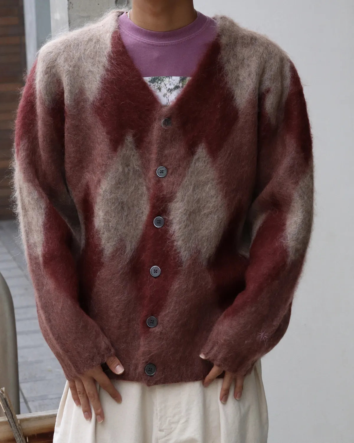 GDC / Argyle Mohair Cardigan (GD0465)
