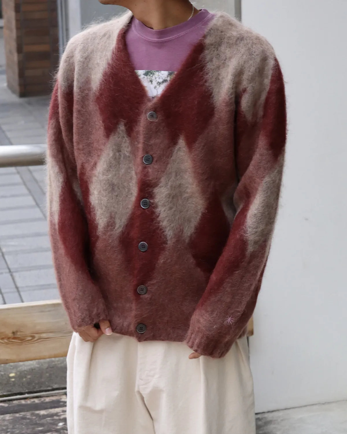 GDC / Argyle Mohair Cardigan (GD0465)