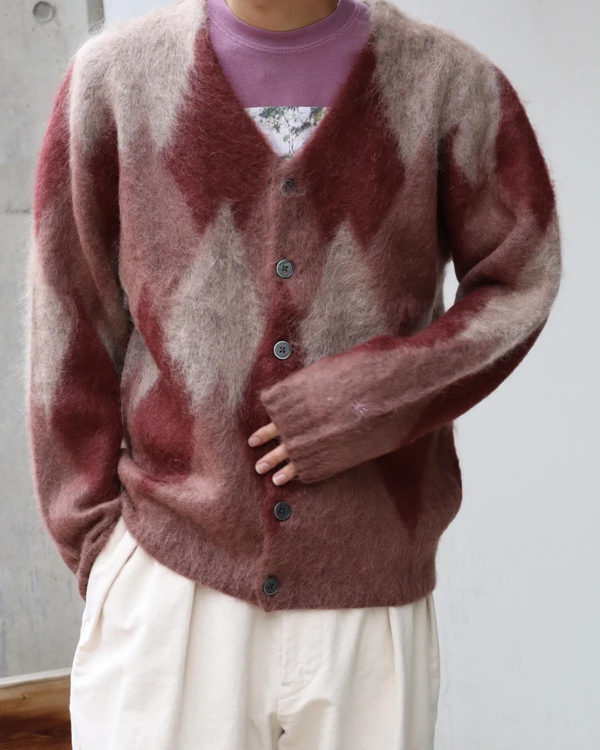 GDC / Argyle Mohair Cardigan (GD0465)