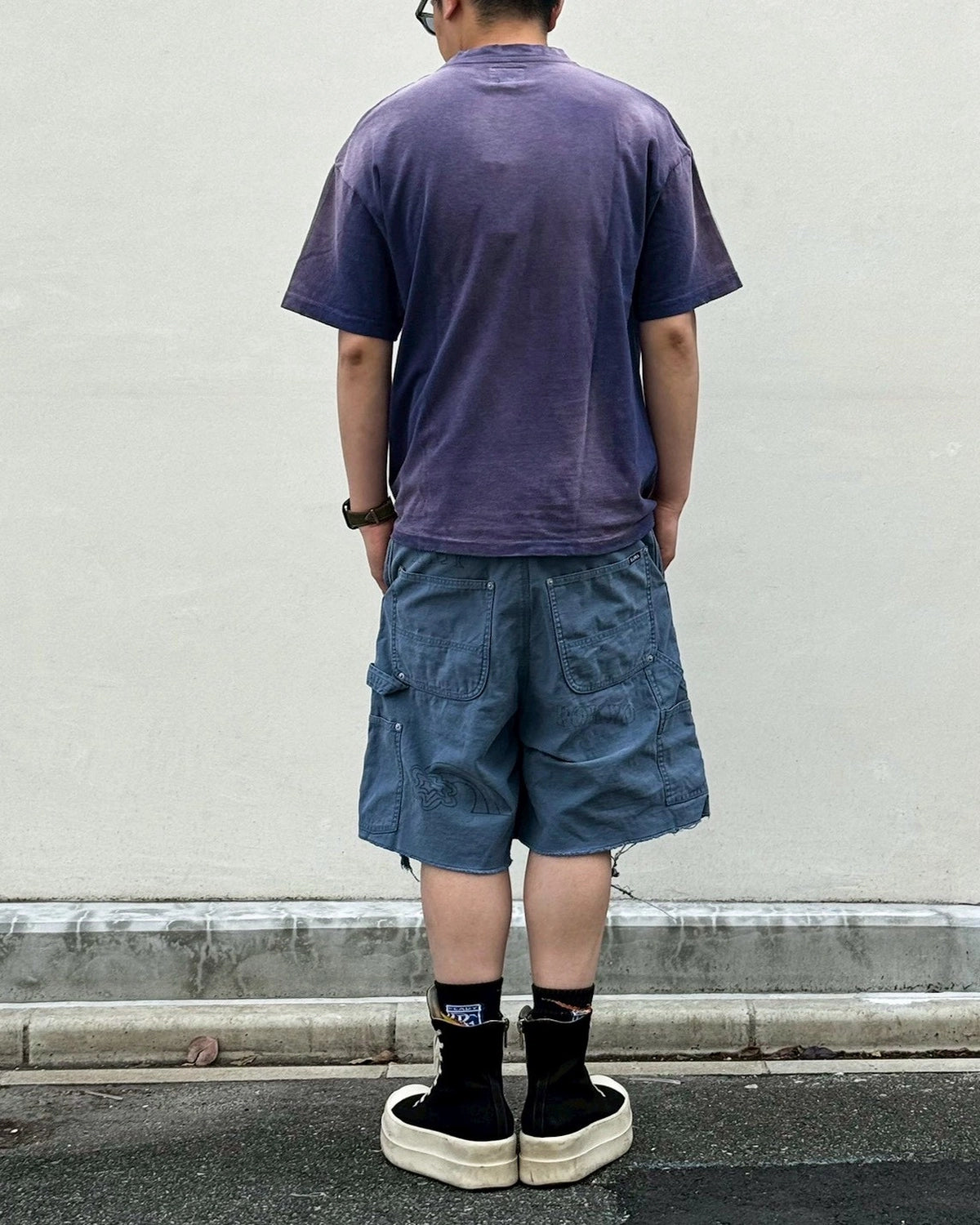 KAMIYA / "CRAYON FLAME" Distressed T-shirt (G16TS085)