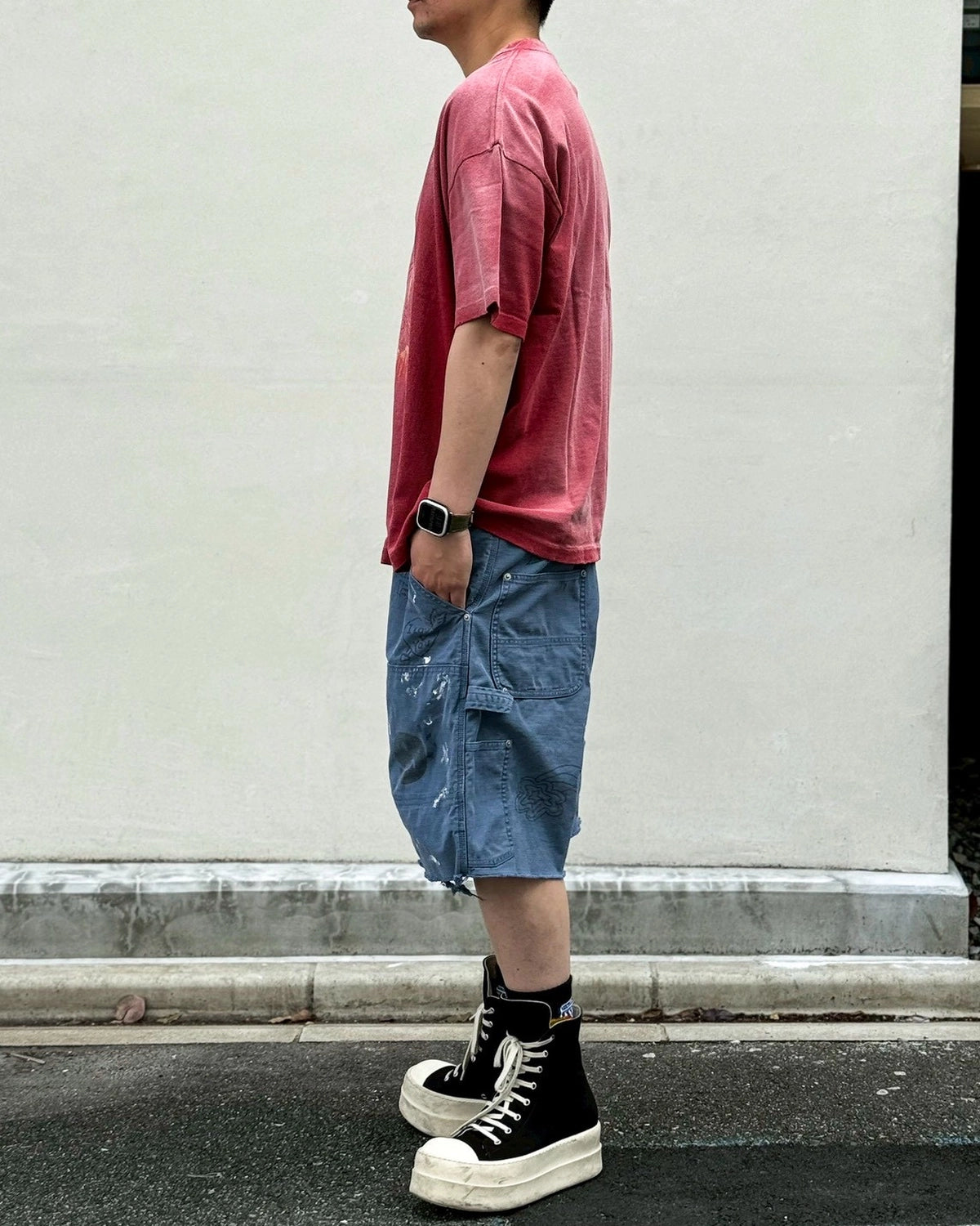 KAMIYA / "CRAYON FLAME" Distressed T-shirt (G16TS085)