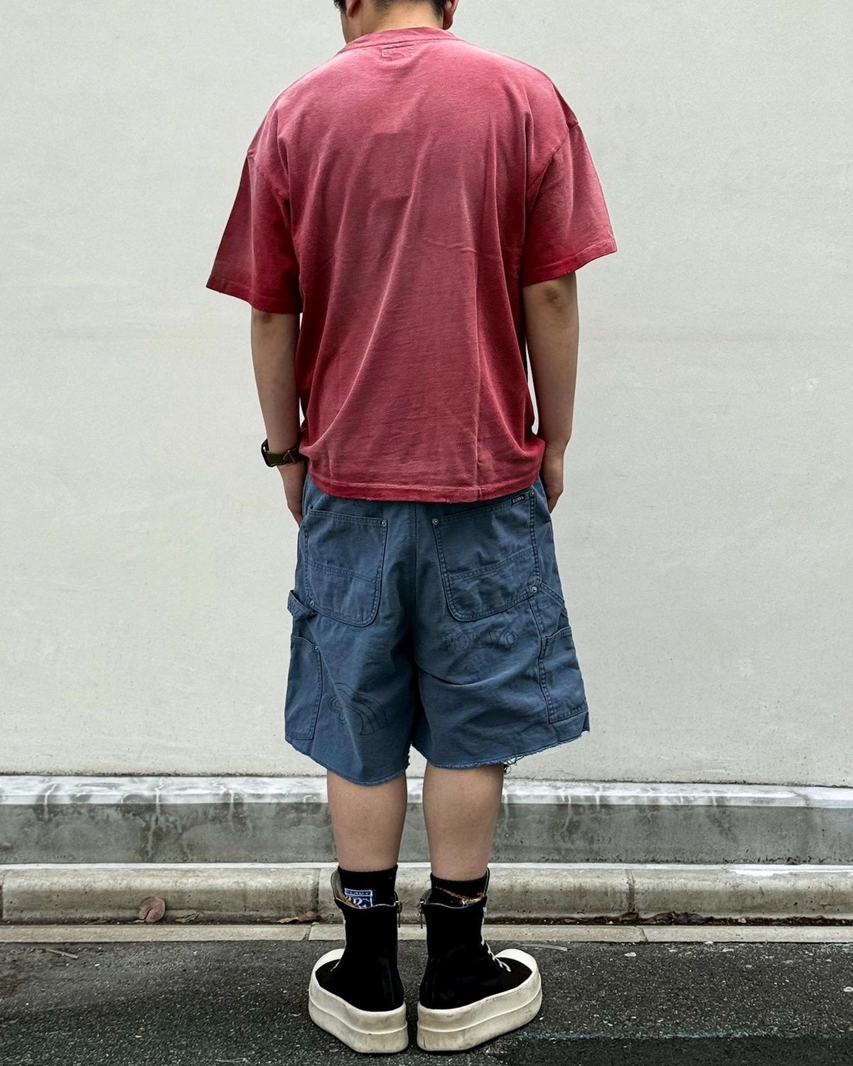 KAMIYA / "CRAYON FLAME" Distressed T-shirt (G16TS085)