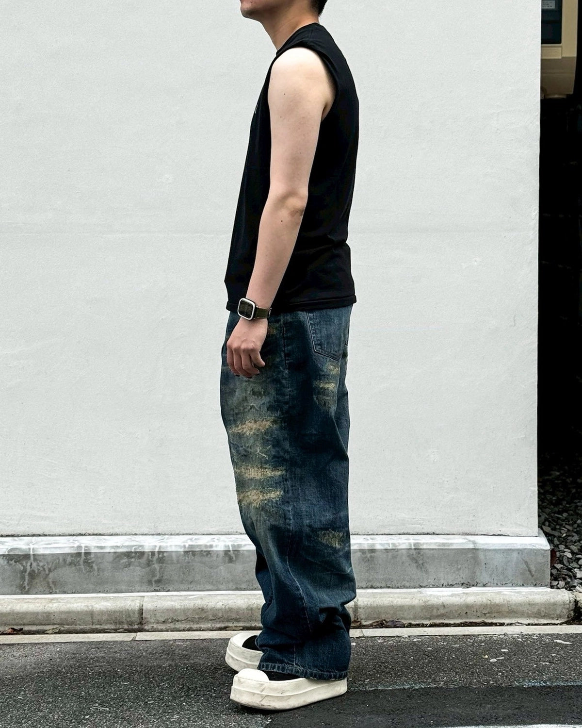 KAMIYA / Typography Print Sleeveless T-shirt (G16TS094)