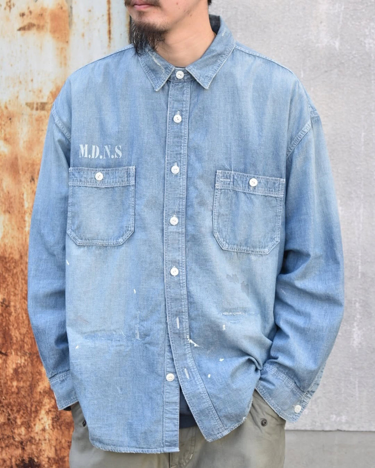 MADNESS / HARD AGING CHAMBRAY NEP BD SHIRT (25SS-SHT-JST1-D001)