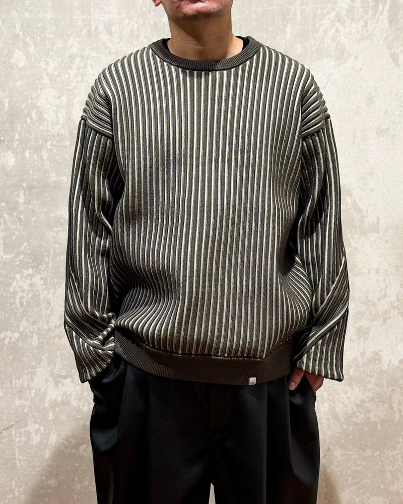 MAGIC STICK / 2TONE STRIPES RIB CREW  (25SS-MS1-007)