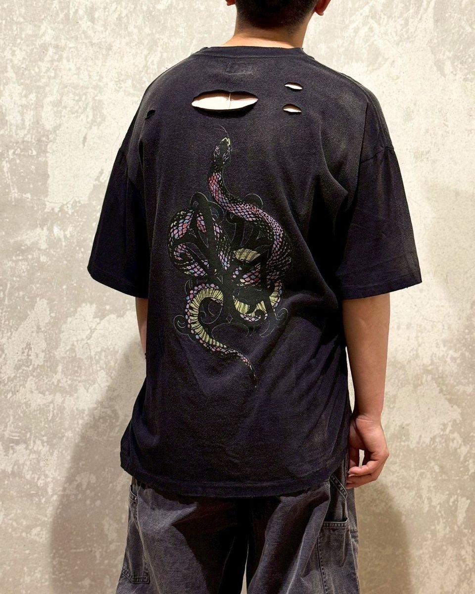 KAMIYA / “KMY-SNAKE” Distressed T-shirt (G14TS080)